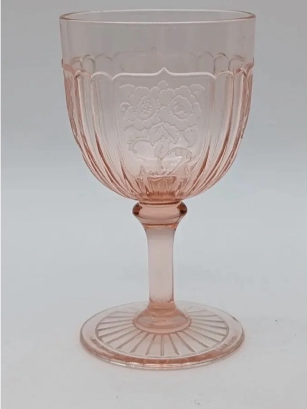 Anchor Hocking Mayfair Pink Rose Depression glass Goblets - vintage Set of 5 - Picture 2 of 4
